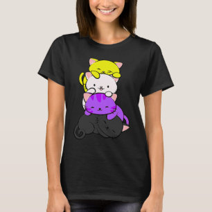 Camiseta Bandera del Orgullo LGBTQ Asexual Gato Gatito Min