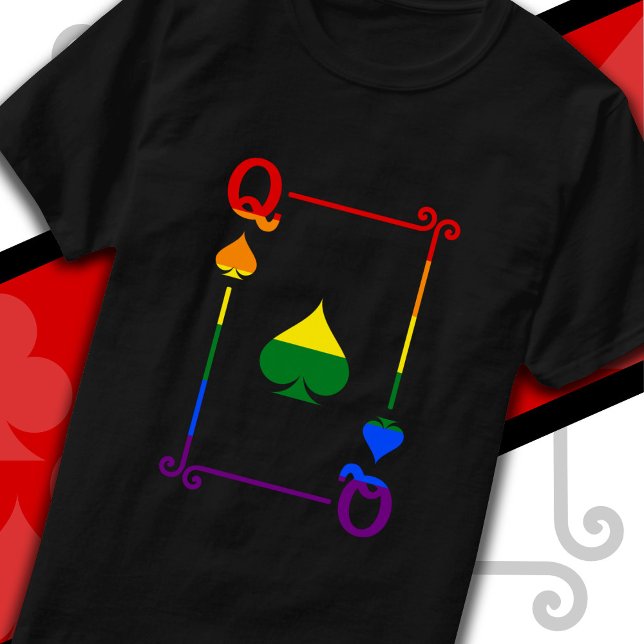 Camiseta Bandera del Orgullo LGBTQ Jugando Cartas de Reina (Subido por el creador)