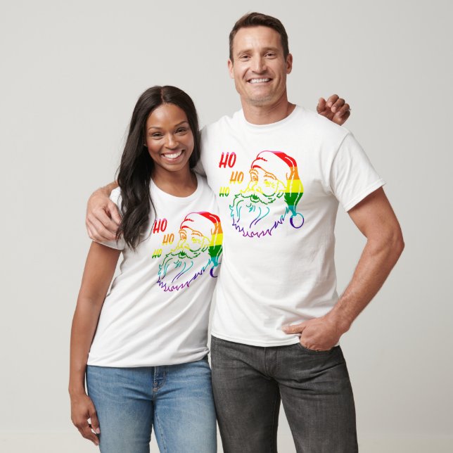 Camiseta Bandera del orgullo LGBTQ Navidades del arcoiris S (Unisexo)