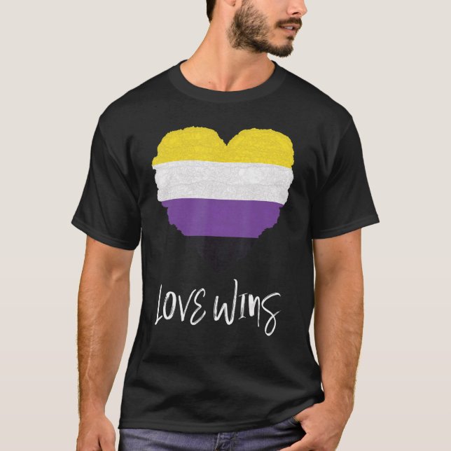 Camiseta Bandera del Orgullo No Binario Amor Gana Bandera N (Anverso)