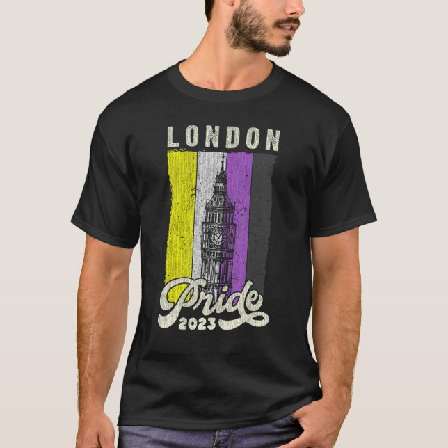 Camiseta Bandera del Orgullo no binario Big Ben de Londres  (Anverso)