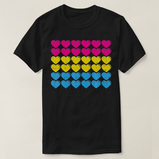 Camiseta Bandera del Orgullo Pansexual Corazones de amor Ba (Diseño del anverso)