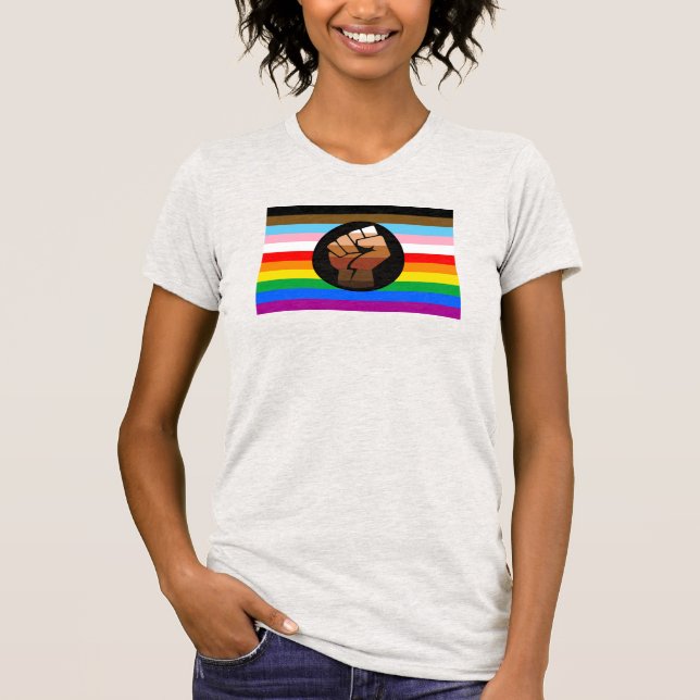 Camiseta Bandera del orgullo POC Progreso LGBTQ+ (Anverso)