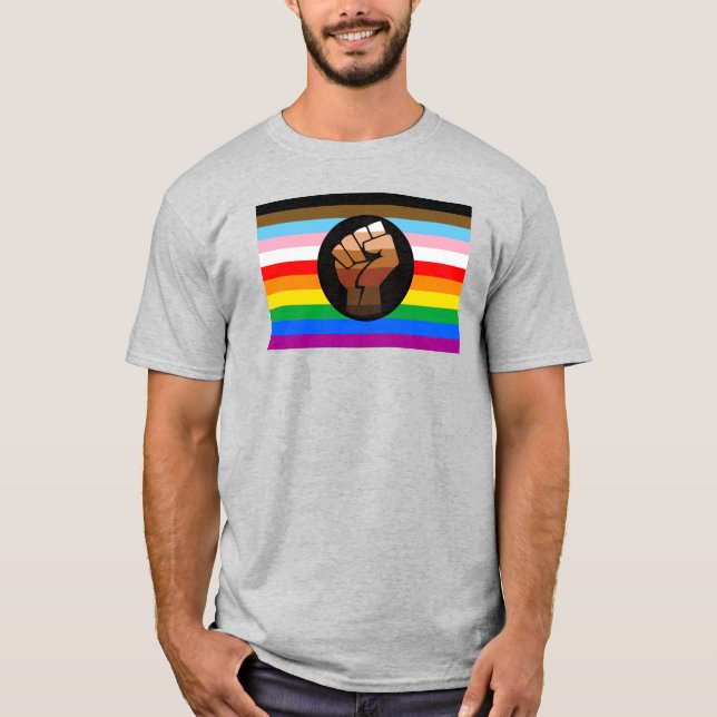 Camiseta Bandera del Orgullo POC Progreso LGBTQ+ (Anverso)