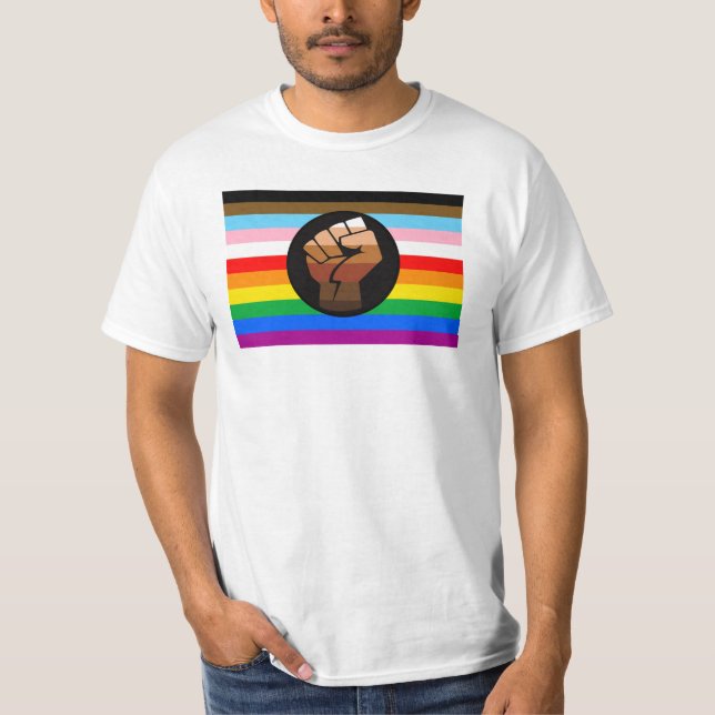 Camiseta Bandera del Orgullo POC Progreso LGBTQ+ (Anverso)