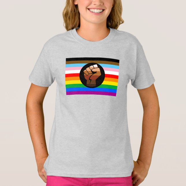 Camiseta Bandera del orgullo POC Progreso LGBTQ+ (Anverso)