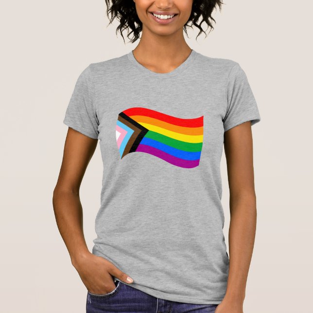 Camiseta Bandera del Orgullo Progresista Ondulado (Anverso)