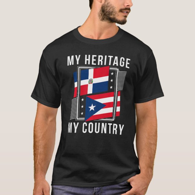 Camiseta Bandera Del Orgullo Puertorriqueño Y Dominicano 1 (Anverso)