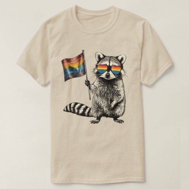 Camiseta Bandera del Orgullo Raccoon | Gráfico LGBT Trash P (Diseño del anverso)