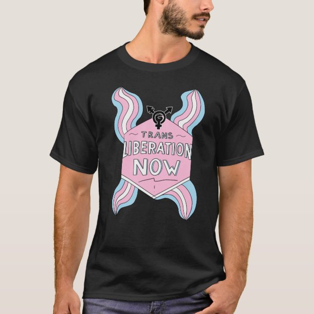 Camiseta Bandera del orgullo transgénero por la liberación (Anverso)