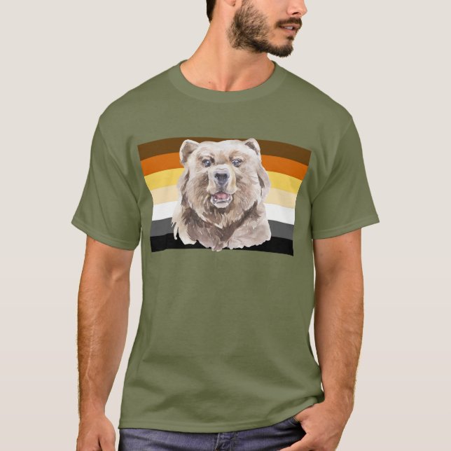 Camiseta Bandera del oso gay de banda marrón (Anverso)