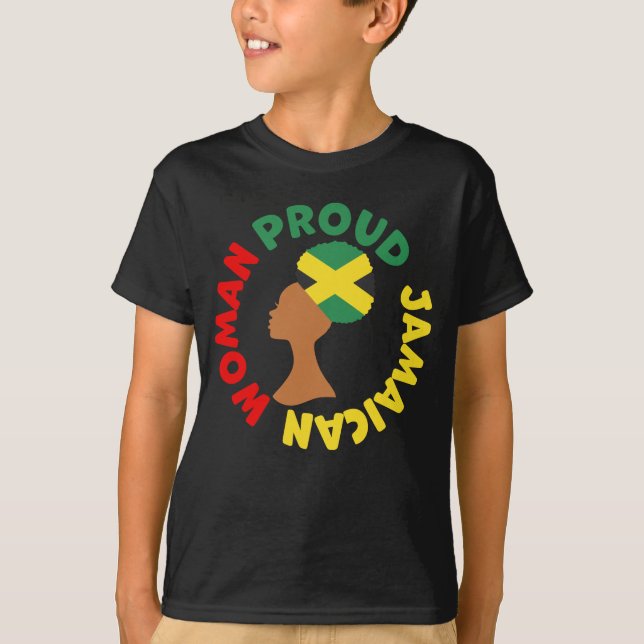 Camiseta Bandera del país de Jamaica provoca a una mujer ja (Anverso)