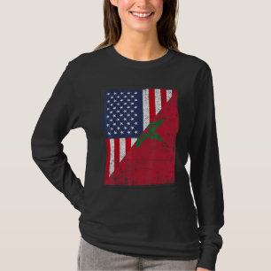 Camiseta Bandera del país mitad EE. UU. mitad Marruecos