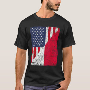 Camiseta Bandera del país mitad EE.UU. mitad Polonia