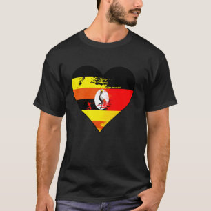 Camiseta Bandera del patrimonio cardíaco alemán y ugandés