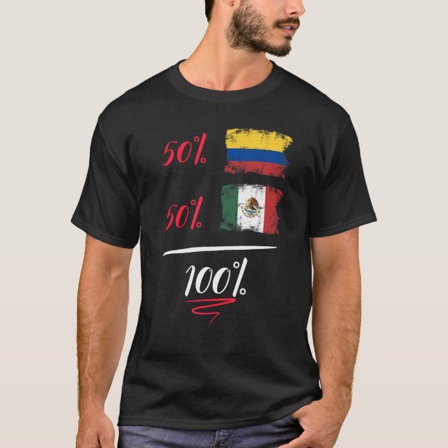 Camiseta Bandera Del Patrimonio Colombiano Y Mexicano (Anverso)