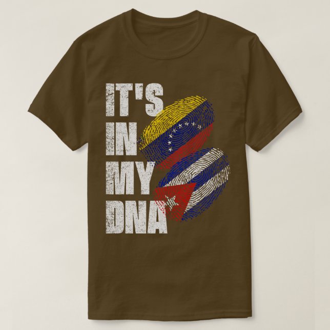 Camiseta Bandera Del Patrimonio De ADN Mezcla Cubana Y Vene (Diseño del anverso)