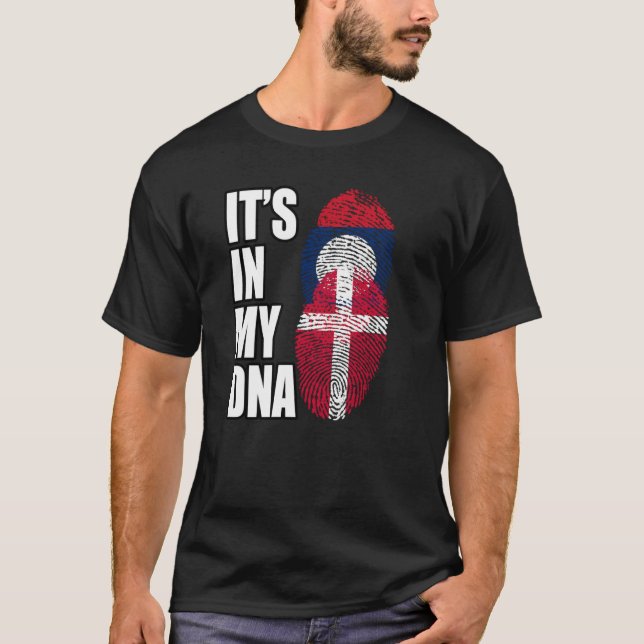 Camiseta Bandera Del Patrimonio De La Mezcla Lao Y Danesa (Anverso)