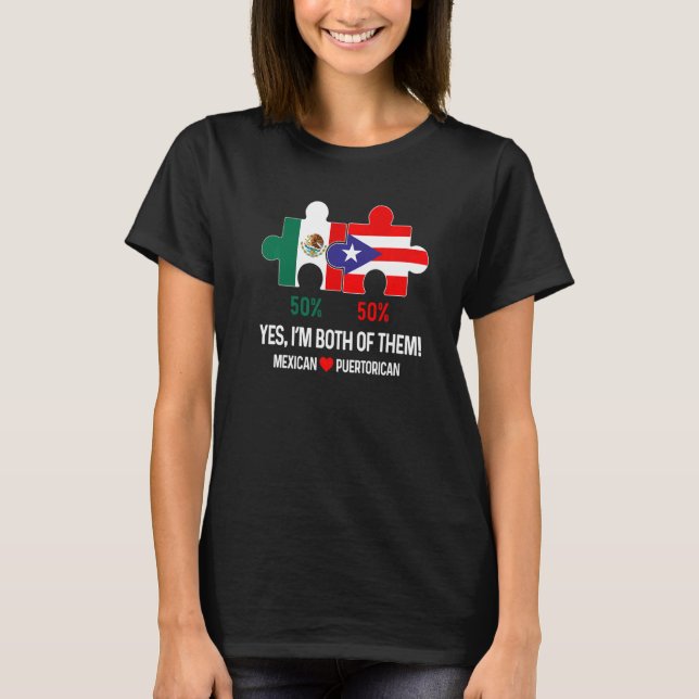 Camiseta Bandera Del Patrimonio De Puerto Rico Y México Org (Anverso)