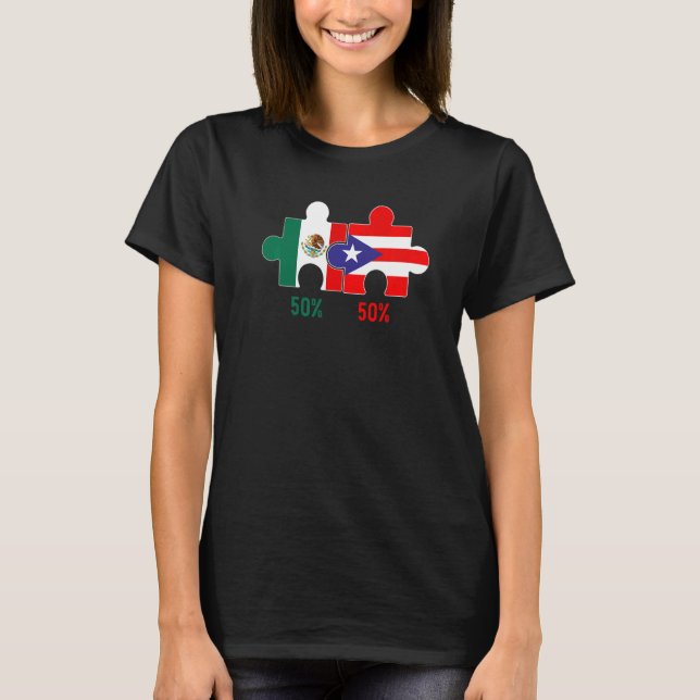 Camiseta Bandera Del Patrimonio De Puerto Rico Y México Org (Anverso)