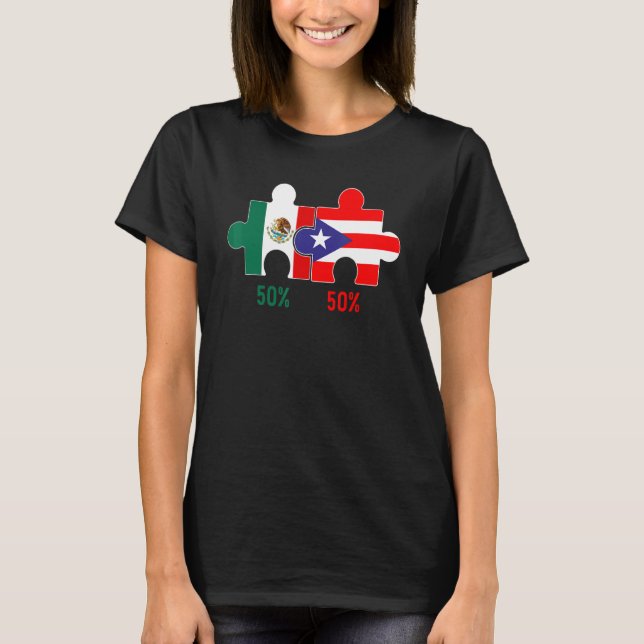 Camiseta Bandera Del Patrimonio De Puerto Rico Y México Org (Anverso)
