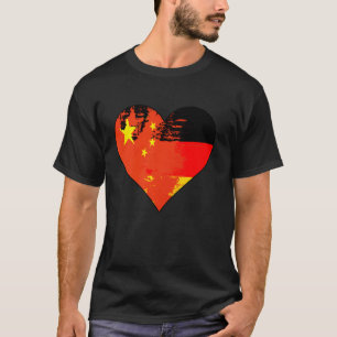 Camiseta Bandera del patrimonio del corazón alemán y chino