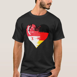 Camiseta Bandera del patrimonio del corazón alemán y singap