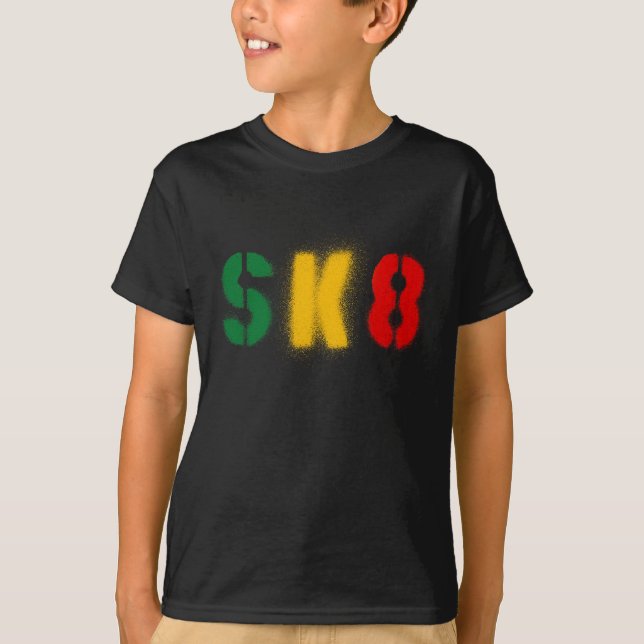 Camiseta bandera del rasta del estencil sk8 (Anverso)