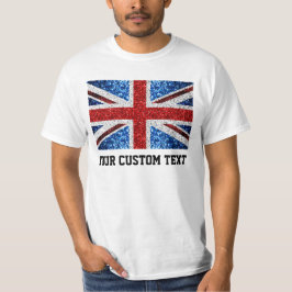 Camiseta Bandera del Reino Unido azul blanco brillante Text