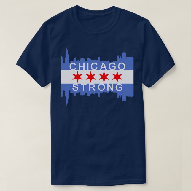Camiseta Bandera del Skyline de la ciudad de Chitown Strong (Diseño del anverso)