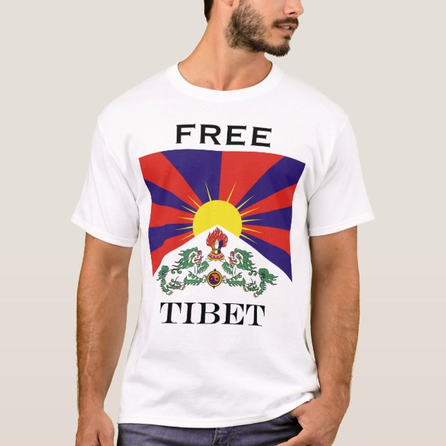 Camiseta Bandera del Tíbet - Bandera del León de Nieve (Anverso)