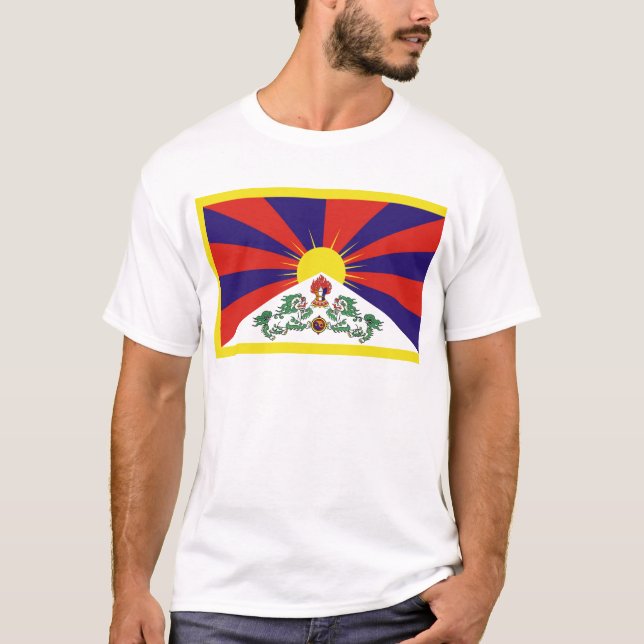 Camiseta Bandera del Tíbet - Bandera del León de Nieve (Anverso)