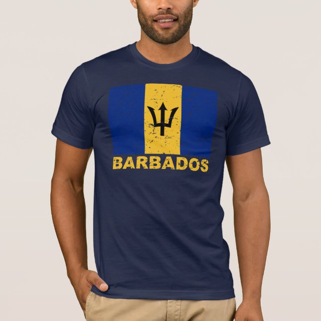Camiseta Bandera del vintage de Barbados (Anverso)