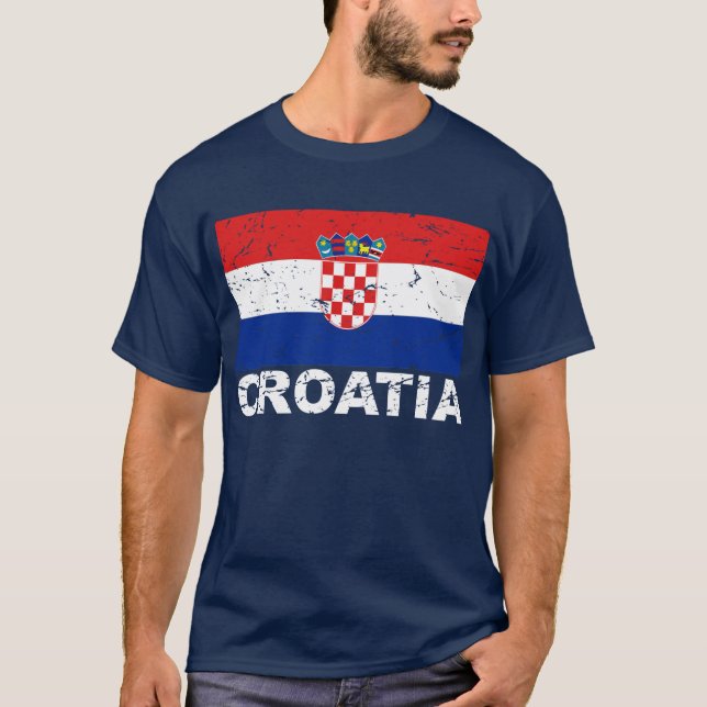 Camiseta Bandera del vintage de Croacia (Anverso)