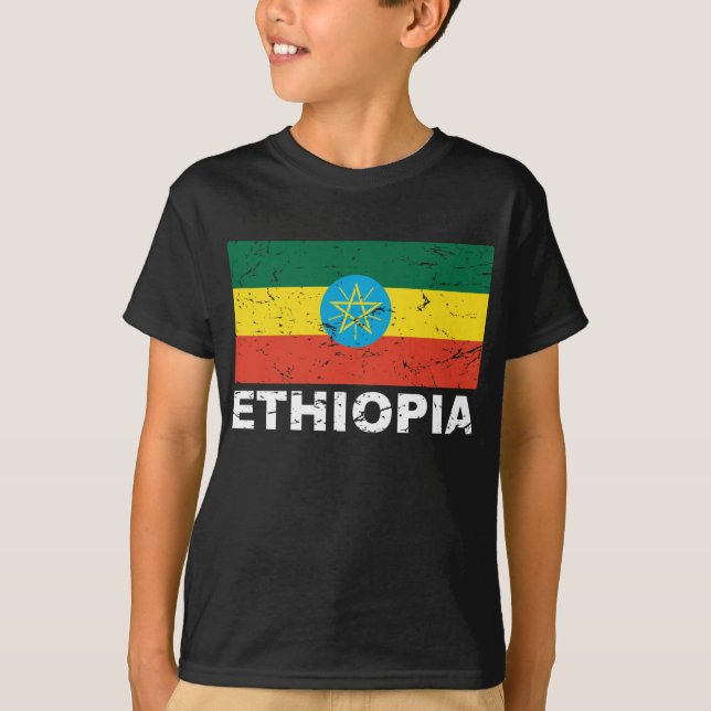 Camiseta Bandera del vintage de Etiopía (Anverso)