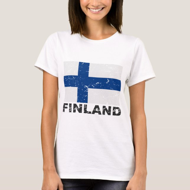 Camiseta Bandera del vintage de Finlandia (Anverso)