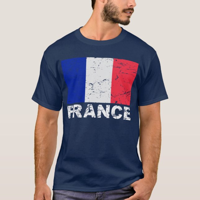Camiseta Bandera del vintage de Francia (Anverso)