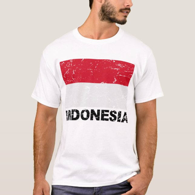 Camiseta Bandera del vintage de Indonesia (Anverso)