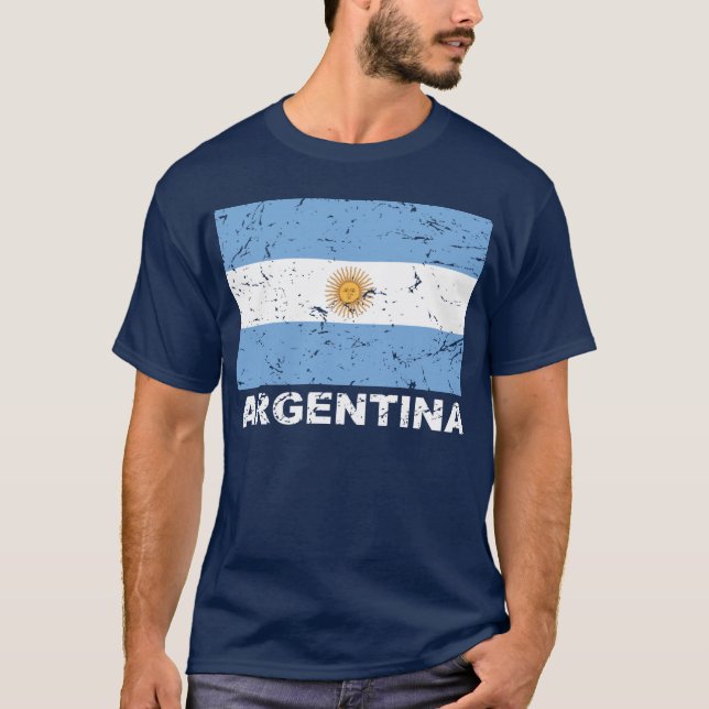 Camiseta Bandera del vintage de la Argentina (Anverso)
