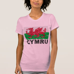 Camiseta Bandera del vintage de País de Gales CYMRU