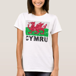 Camiseta Bandera del vintage de País de Gales CYMRU