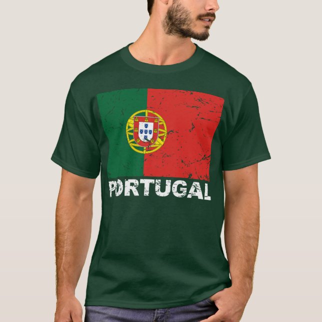 Camiseta Bandera del vintage de Portugal (Anverso)