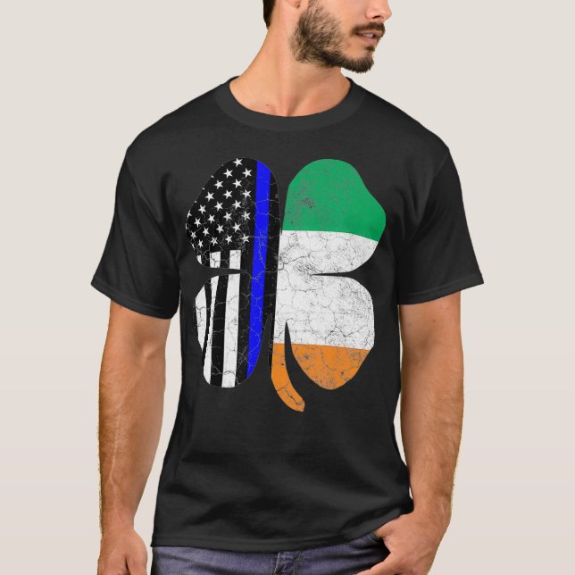 Camiseta Bandera delgada de la Línea Azul Estrella irlandes (Anverso)