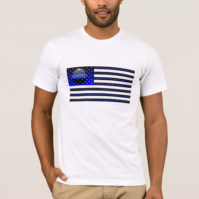 Camiseta Bandera delgada de la línea azul - Estrellas, fran (Anverso)