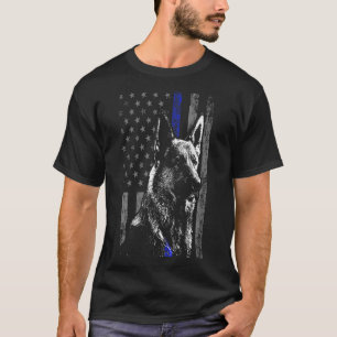 Camiseta Bandera delgada de la línea azul K9 Pastor de pol