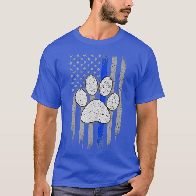 Camiseta Bandera delgada de la línea azul K9 Paw