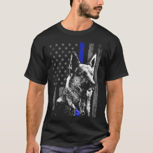 Camiseta Bandera delgada de la línea azul K 9 Pastor alemán