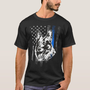 Camiseta Bandera delgada de la línea azul K-9 Pastor de pol