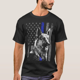 Camiseta Bandera delgada de la línea azul K Pastor de polic