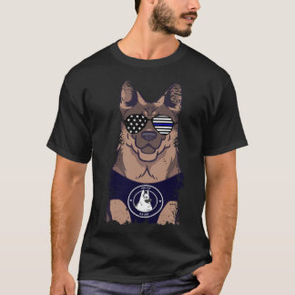 Camiseta Bandera delgada de la línea azul Pastor de Policía